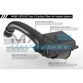 034 MOTORSPORT X34 CARBON FIBER COLD AIR INTAKE SYSTEM 2.0 TSI EA888.3 AUDI S3 8V / SEAT LEON 5F CUPRA / SKODA OCTAVIA 5E / VW GOLF 7 GTI / GOLF 7.5 GTI / GOLF 7 R / GOLF 7.5R