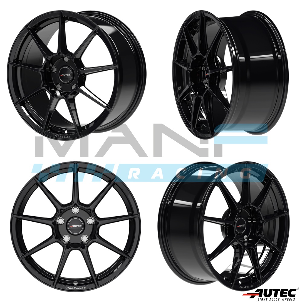 AUTEC ClubRacing Flow Forming Tech Wheels Set 19x8,5 5x112 ET40 Black Gloss - VW Golf 7 / VW Golf 8 / Seat Leon 5F / AUDI A3 8V / AUDI TT 8S